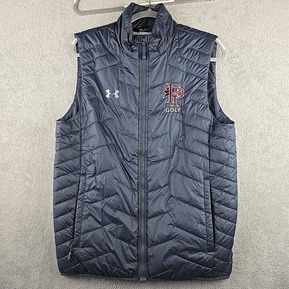 Under Armour ColdGear Reactor Vest Mens Medium Gray Full Zip Lightweight Puffer